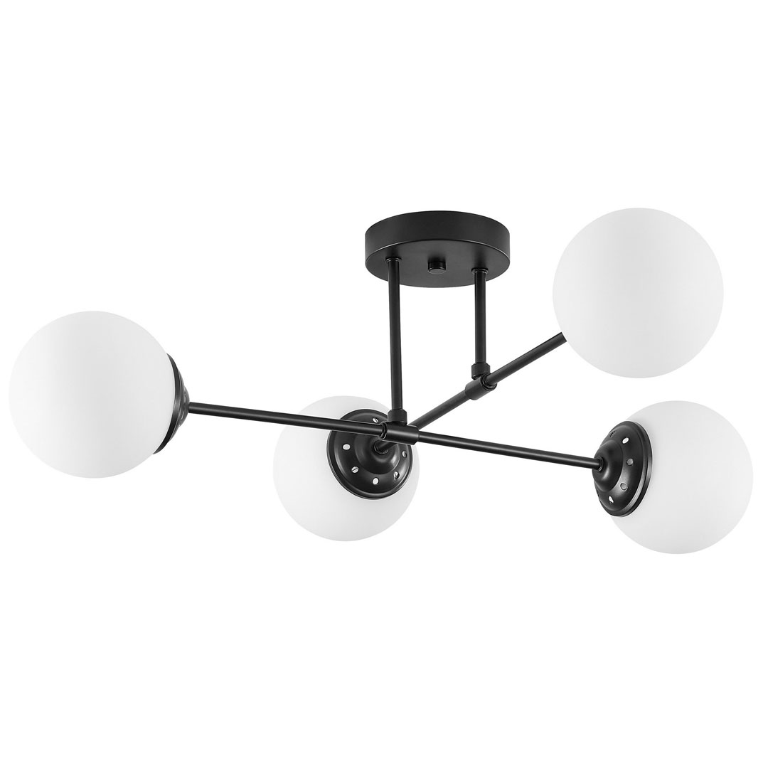 Black ceiling lamp, asymmetrical shape, metal tubes, white balls - FINO - Lampit image 2