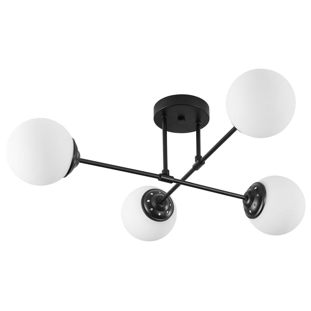 Black ceiling lamp, asymmetrical shape, metal tubes, white balls - FINO - Lampit image 1