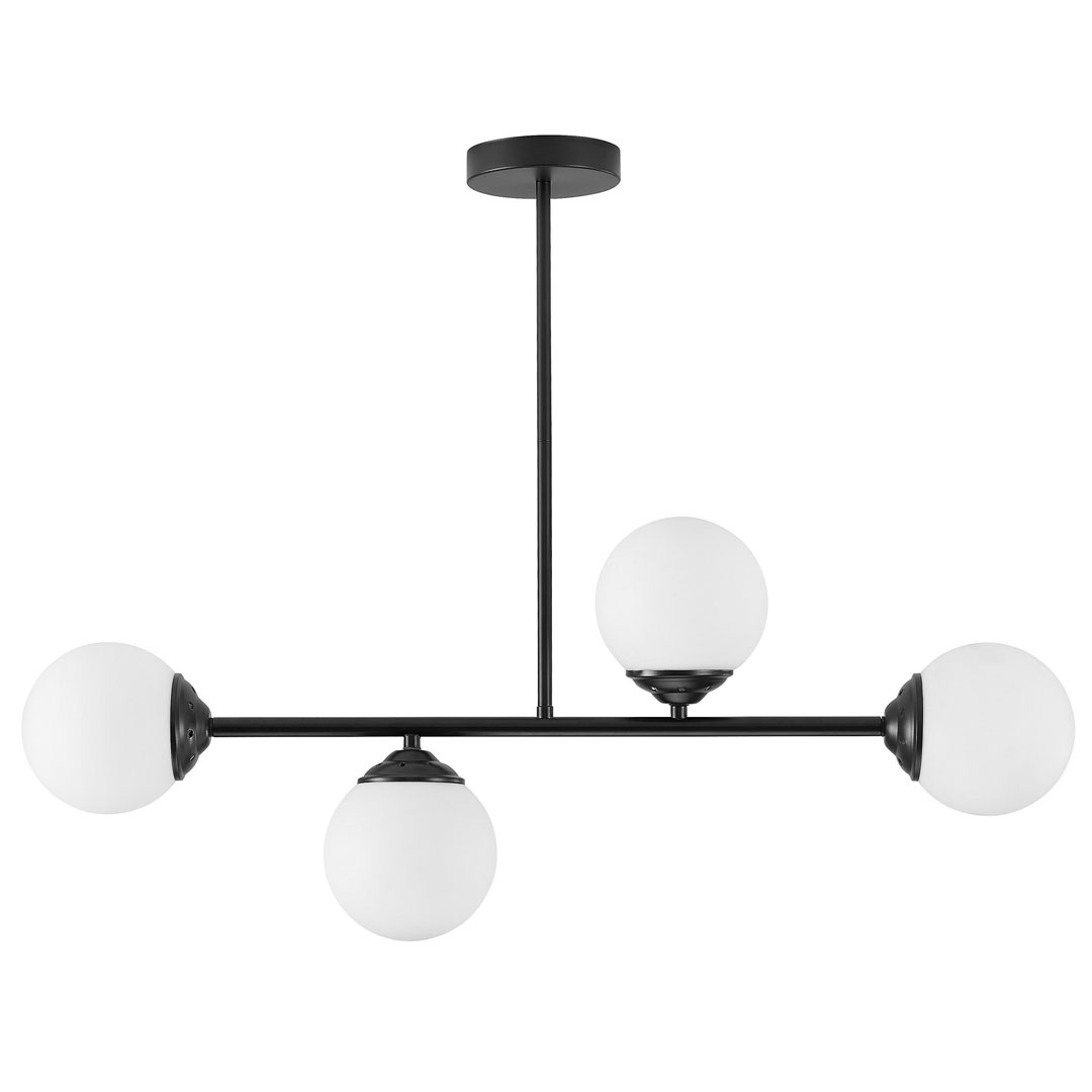 Black tube pendant lamp with white glass globe shades - FINO - Lampit image 1