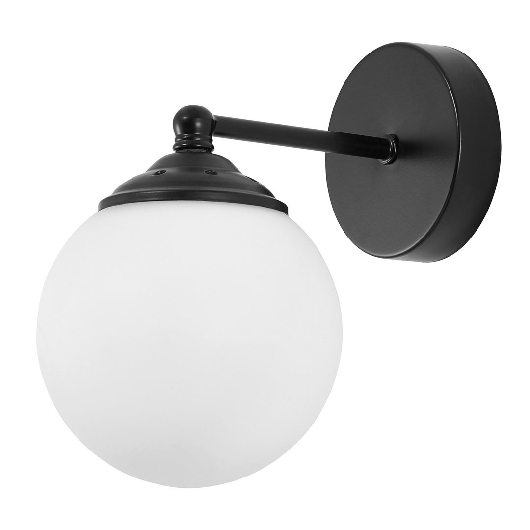 Black wall lamp, glass sphere/ball, white shade - FINO W1 - Lampit image 2