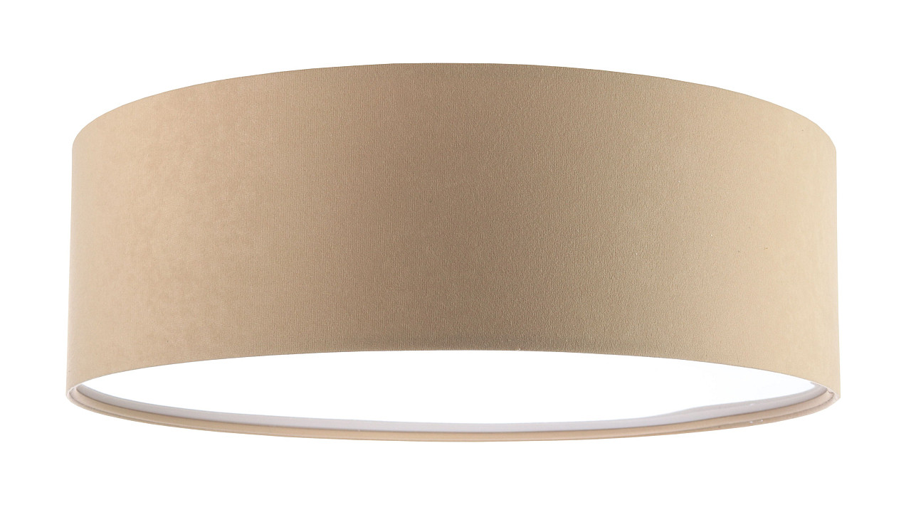 Beige ceiling light fixture, cylinder-shaped lamp with velour lampshade - VITO - BPS Koncept image 1