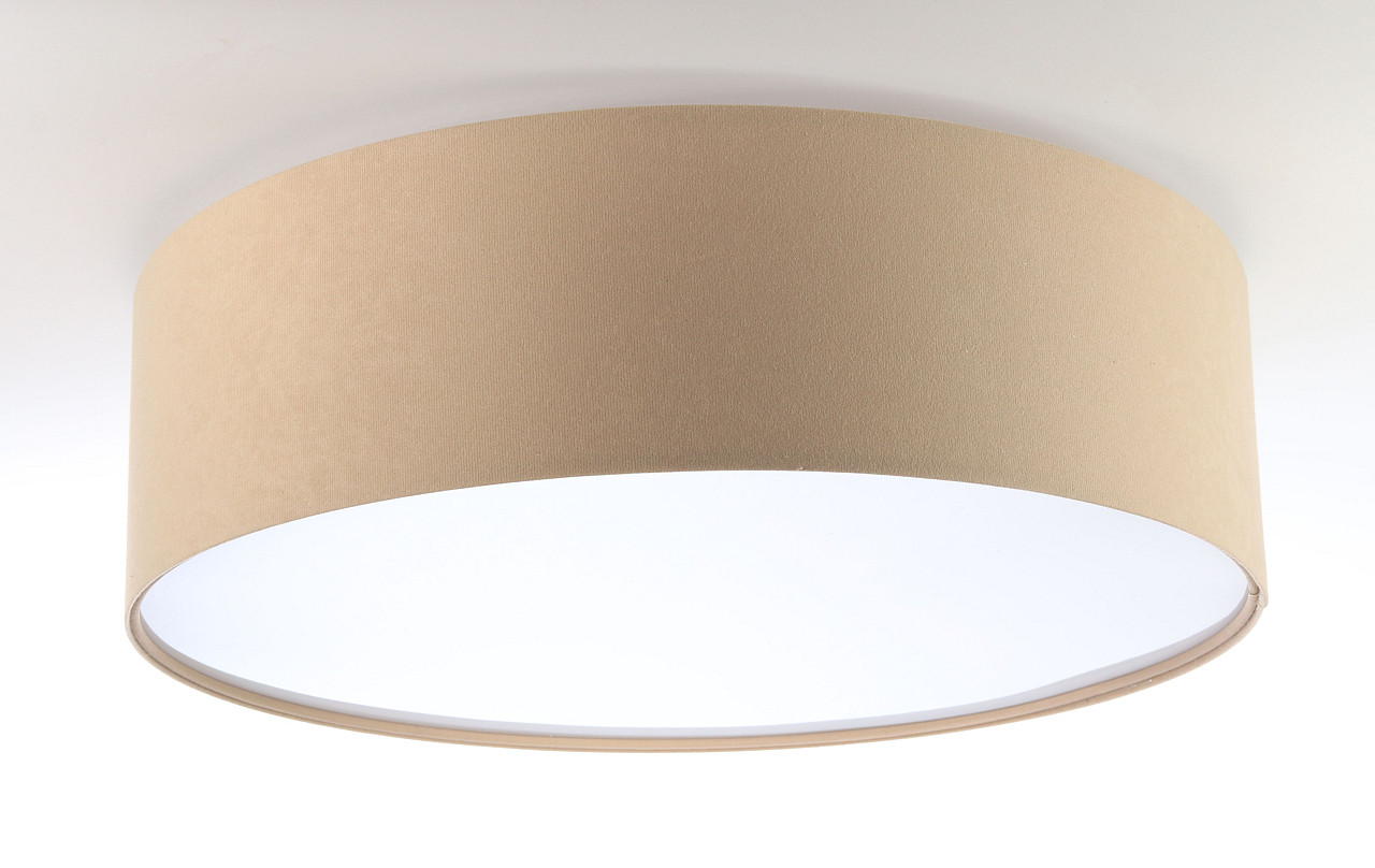 Beige ceiling light fixture, cylinder-shaped lamp with velour lampshade - VITO - BPS Koncept image 3