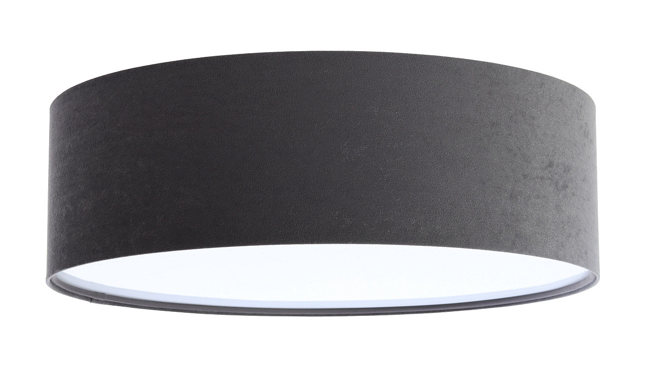 Graphite ceiling lamp, round light fixture with cylindrical velour lampshade - BPS Koncept image 1