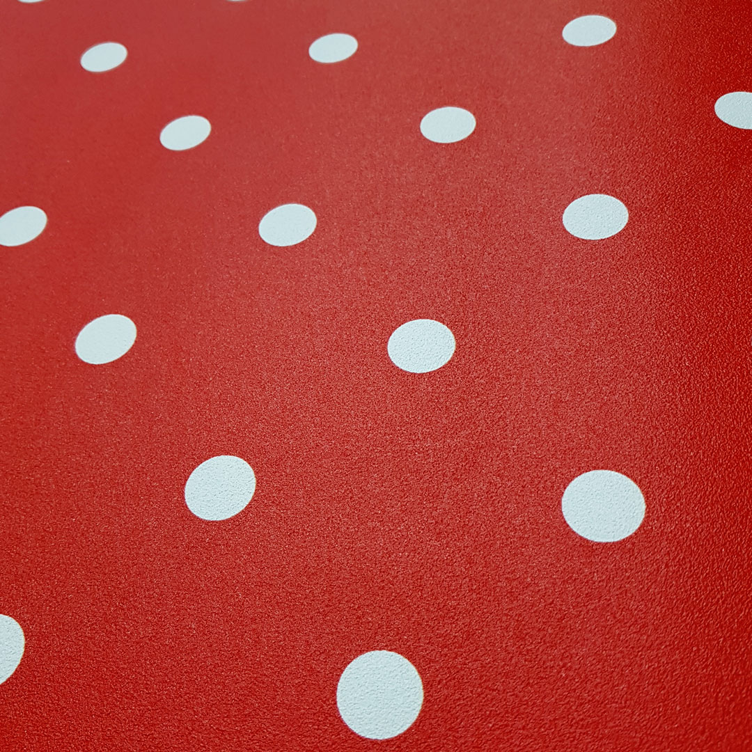 Red and mini white 2 cm dots wallpaper - Dekoori image 2