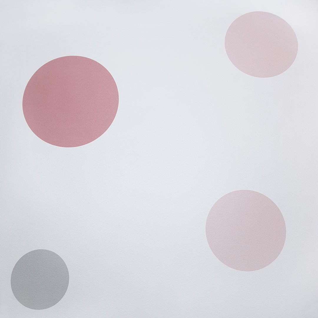 Pastel wallpaper for baby's room with pink and grey bubbles, circles, dots - Dekoori image 4