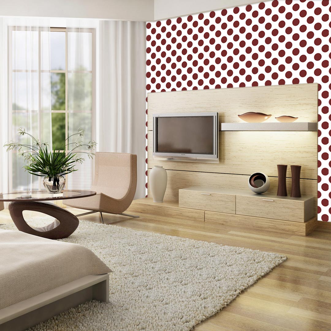 White and marsala big 10 cm dots wallpaper - Dekoori image 2