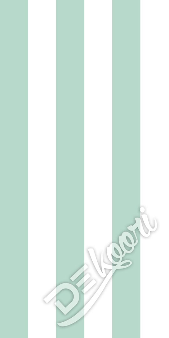 White and mint vertical striped (stripes:16,6 cm) wallpaper - Dekoori image 3