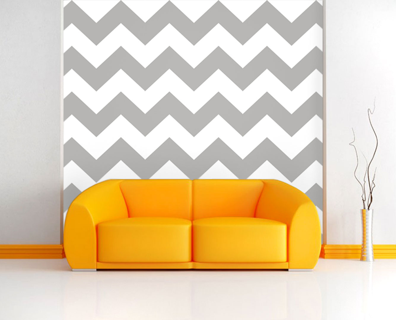 White and grey chevron wallpaper - Dekoori image 3