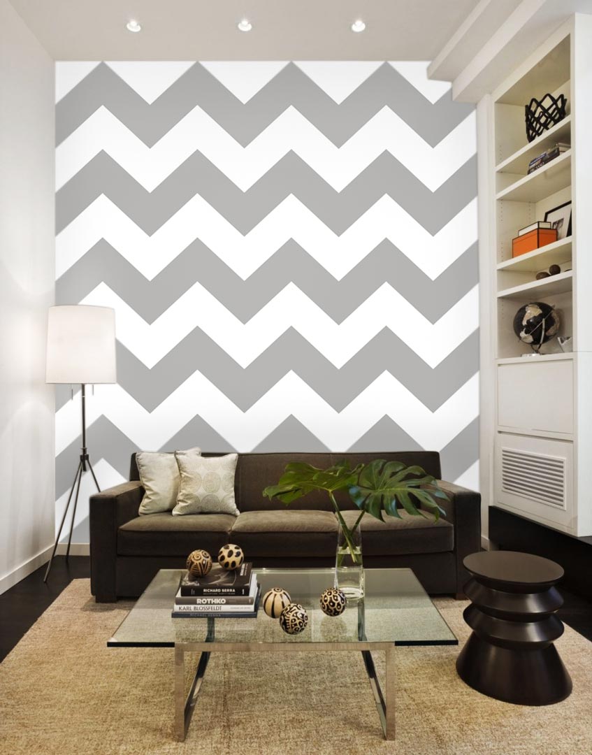 White and grey chevron wallpaper - Dekoori image 4