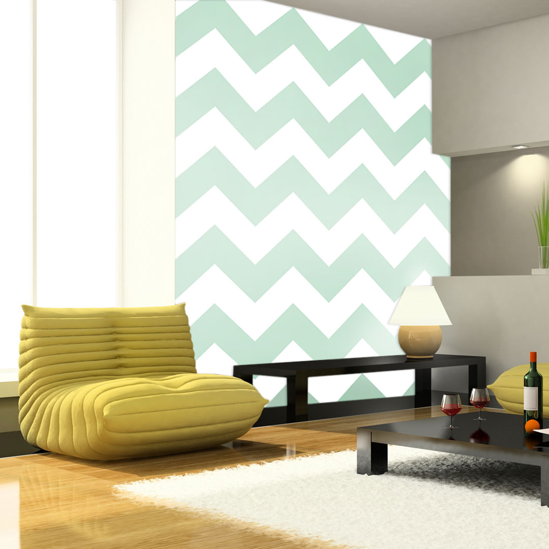 White and mint chevron wallpaper - Dekoori image 2