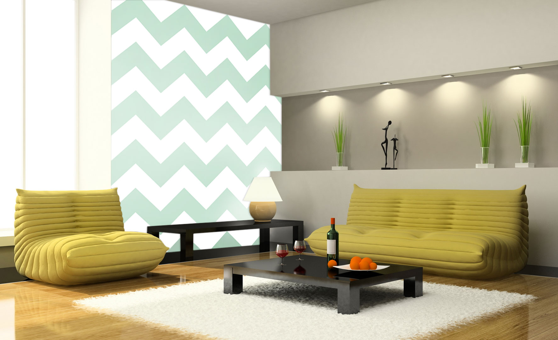 White and mint chevron wallpaper - Dekoori image 4