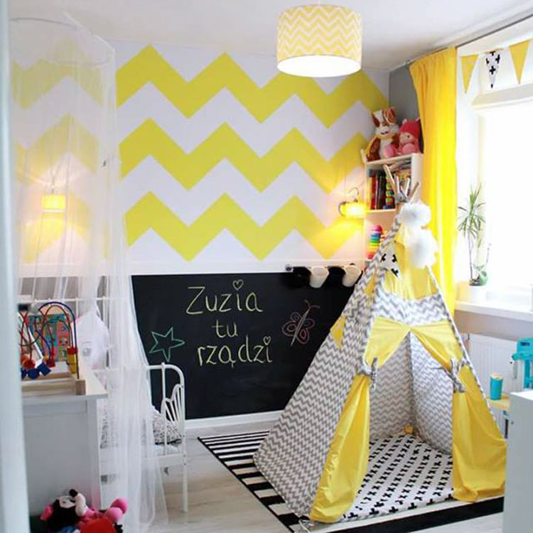 White and yellow chevron wallpaper - Dekoori image 2