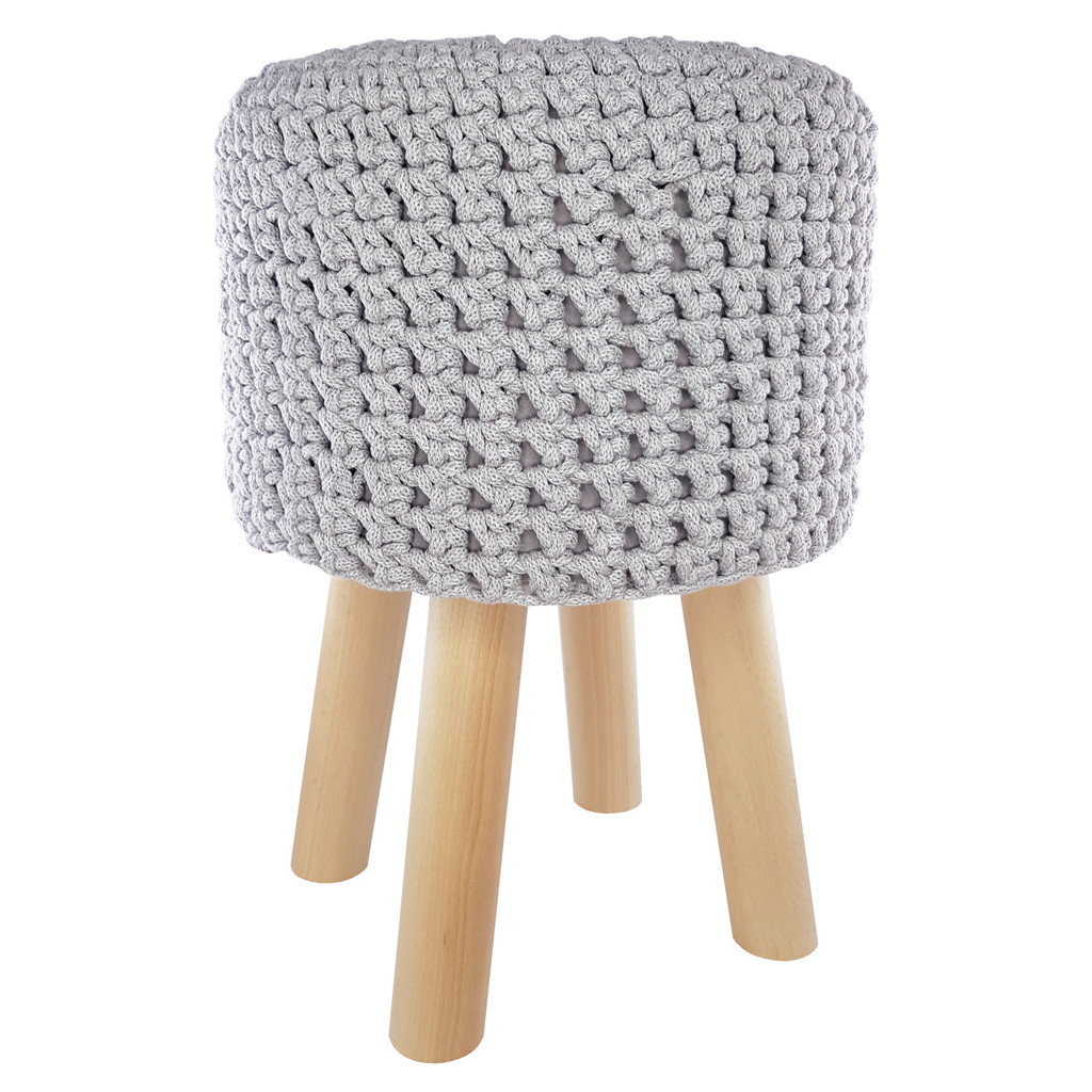 Handmade jumper cover, grey Scandinavian stool - Lily Pouf image 1