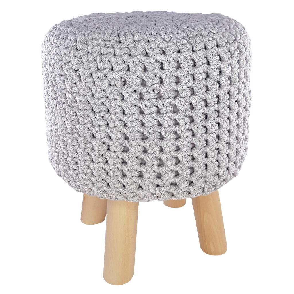 Handmade jumper cover, grey Scandinavian stool - Lily Pouf image 3