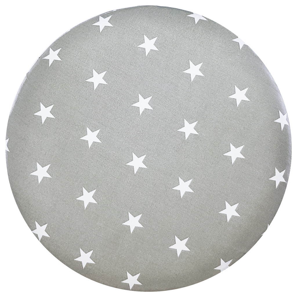 Minimalist grey seating stool with white 2.2 cm stars - Lily Pouf image 3