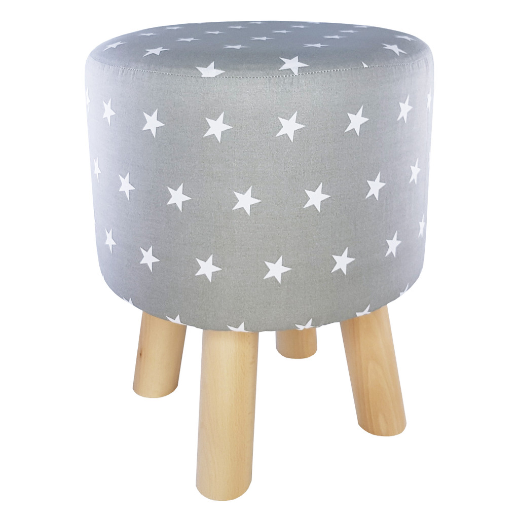 Minimalist grey seating stool with white 2.2 cm stars - Lily Pouf image 2