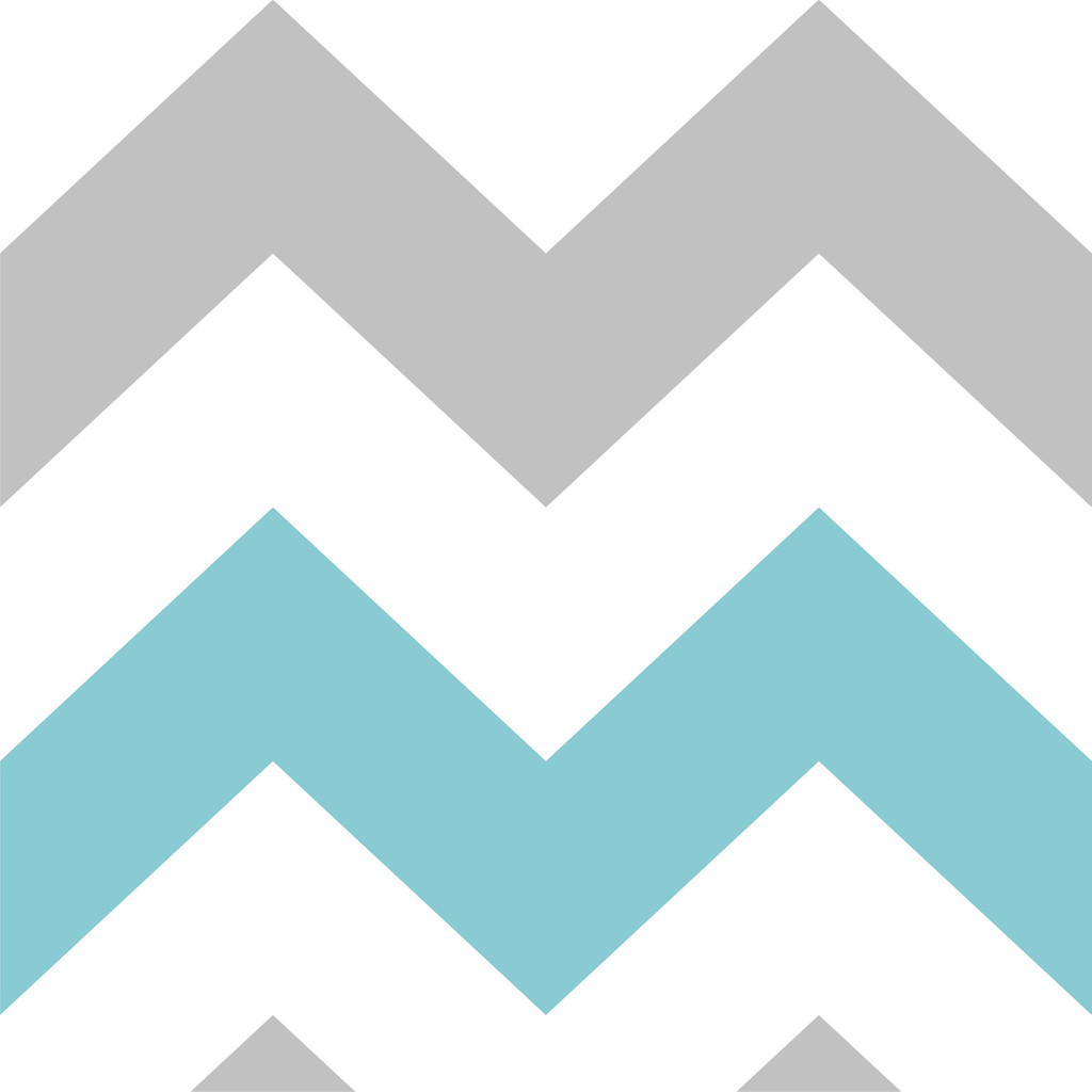 White,grey and blue (azure blue) chevron wallpaper - Dekoori image 1