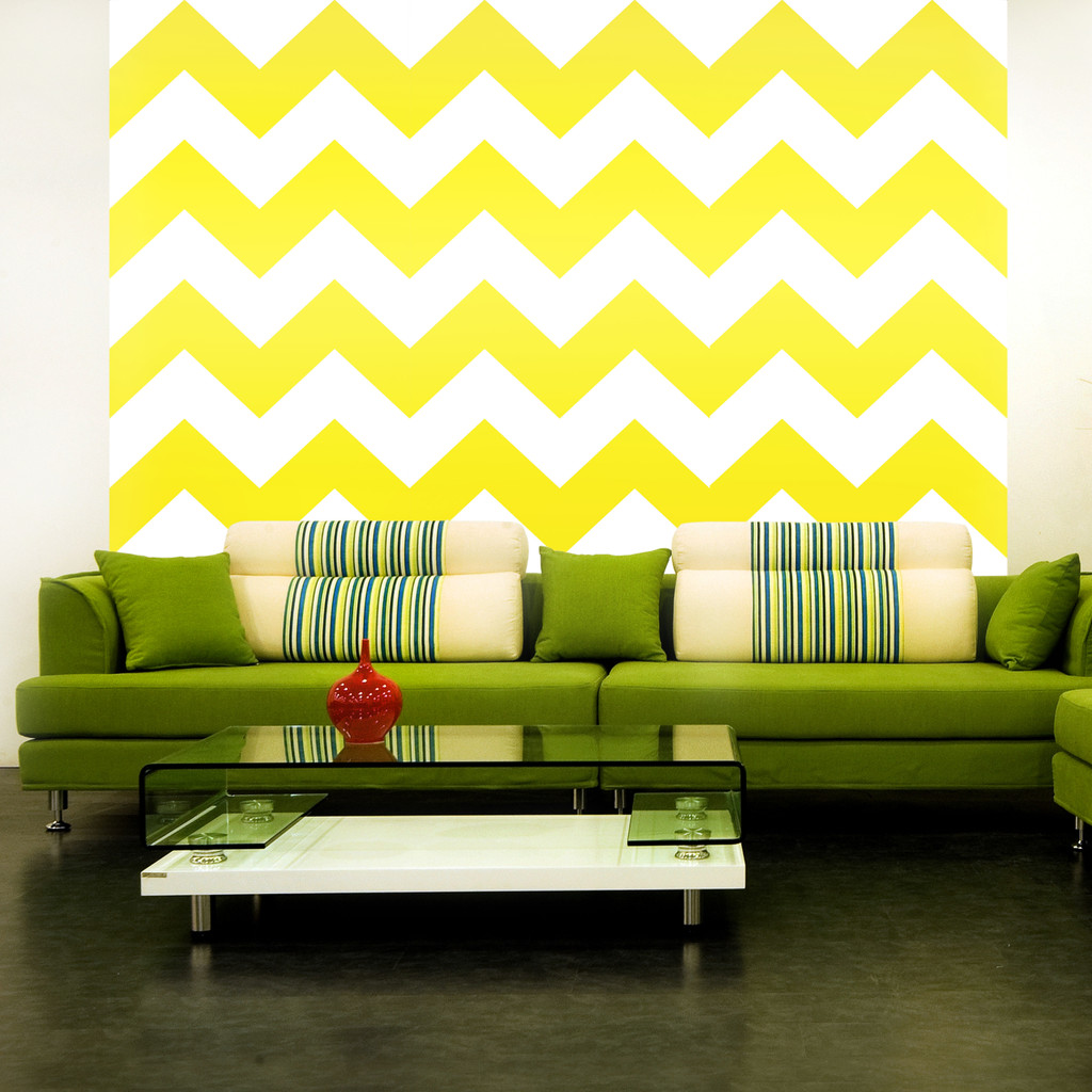 White and yellow chevron wallpaper - Dekoori image 4