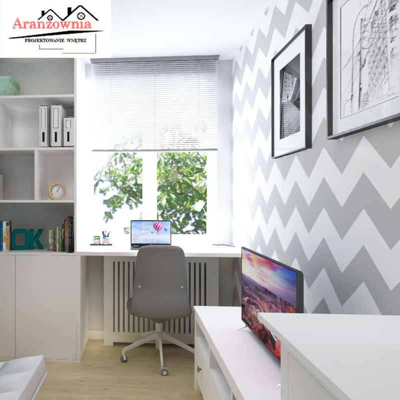 Geometrical white and grey 23 cm chevron wallpaper in Scandinavian style - Dekoori image 2