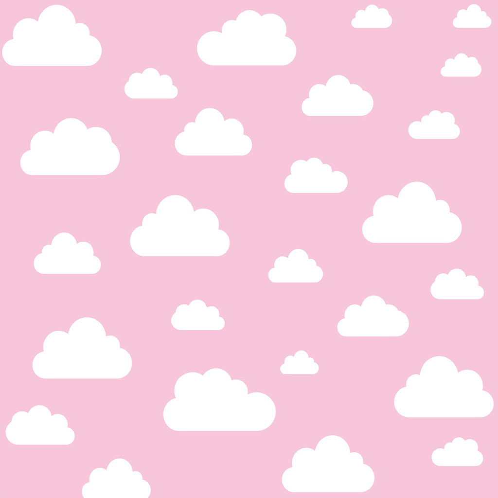 Pink wallpaper for walls with white 7,5-24 cm clouds - Dekoori image 1