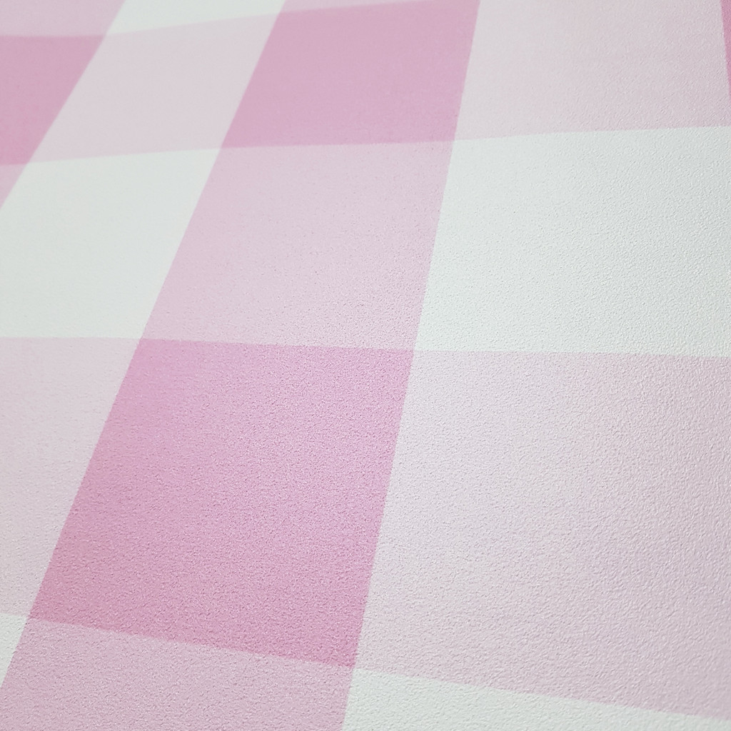 Pink and white 10 cm gingham wallpaper - Dekoori image 4