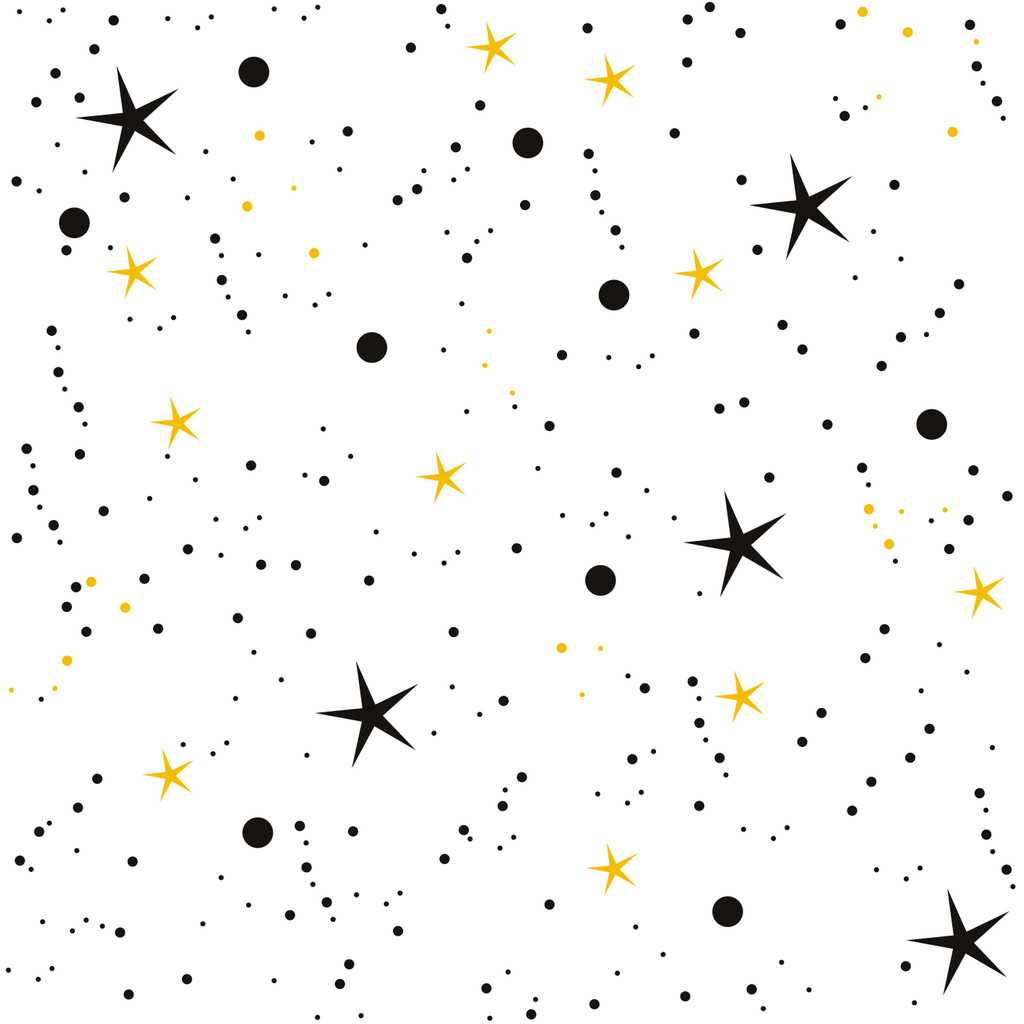 White wallpaper with black and mustard dots and stars - Dekoori image 1