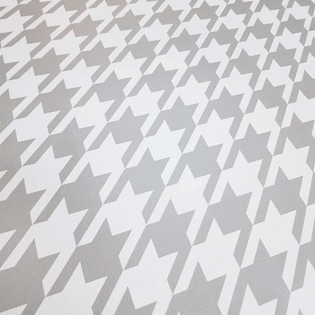 Elegant wallpaper with houndstooth grey and white retro vintage pattern - Dekoori image 3