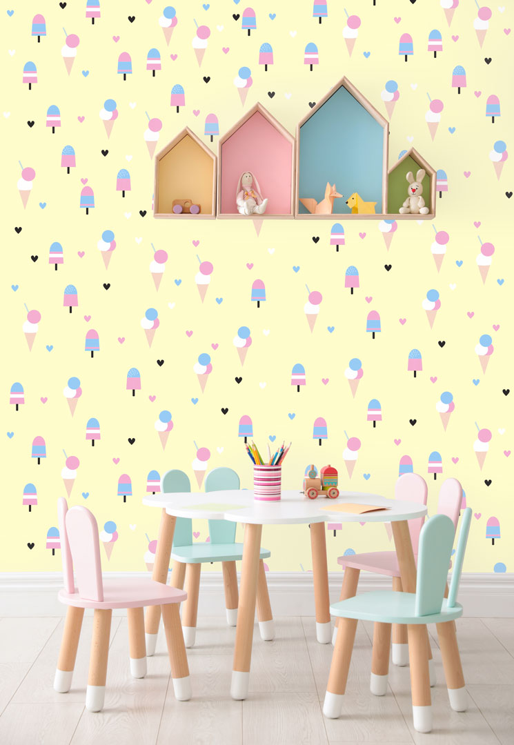 Pastel colourful wallpaper with ice lollies, ice cream (sweets) - Dekoori image 2